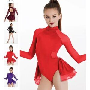 Weissman SH11484 - Lustre Back Bustle Leotard (Red)